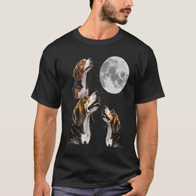 T-shirt Beagle Howling at the Moon Cute Beagle (Devant)