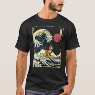 T-shirt Beagle Japonais Kanagawa Vague Drôle Surf Chien