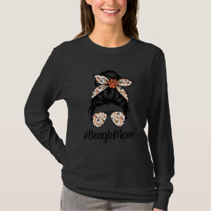T-shirt Beagle Maman Messy Bun Cheveux Chien Mama Propriét