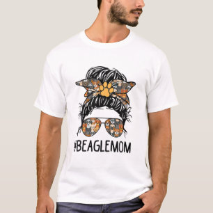 T-shirt Beagle Maman Messy Bun Dog Mama Pet Propriétaire M