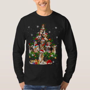 T-shirt Beagle Noël Arbre Lumières Drôle Chien Xmas Cadeau