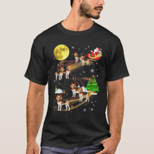 T-shirt Beagle Reindeer Christmas Chien Riding Père Noël