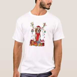 T-shirt Beagle Reindeer Père Noël Lumières de couleurs de 