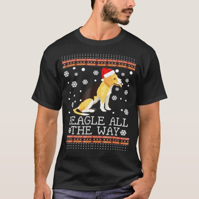 T-shirt Beagle Tout le long du Beagle moche doux Noël (Devant)