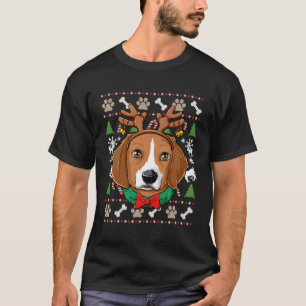 T-shirt Beagle Vilain Reindeer de Noël Antlers Xmas Filles