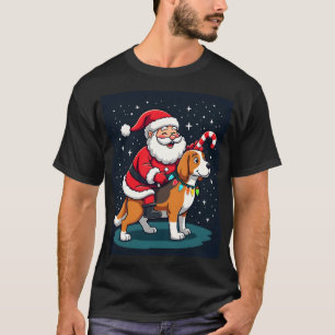 T-shirt Beagle Xmas Éclairage Père Noël à Cheval Beagle Ch