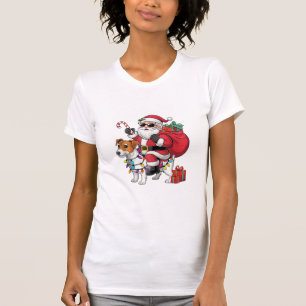 T-shirt Beagle Xmas Éclairage Père Noël équitation Beagle