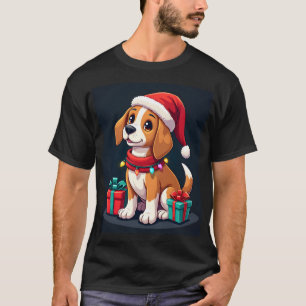T-shirt Beagle Xmas Éclairage Santa Beagle Chien Noël Ta