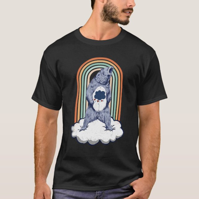 T-shirt Bear Angry Rainbow Colorful Cloud Animal (Devant)