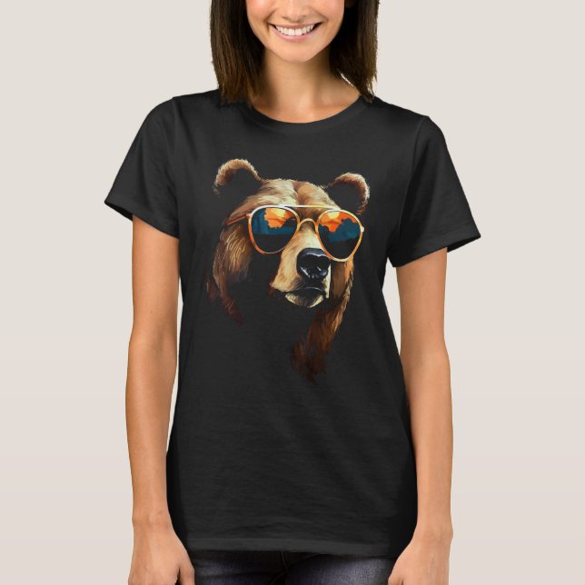 T-shirt Bear Animal Sunglasses (Devant)