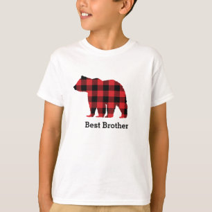 T-shirt Bear Buffalo Check Motif Silhouette Kids