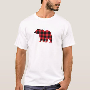 T-shirt Bear Buffalo Check Red Check Motif