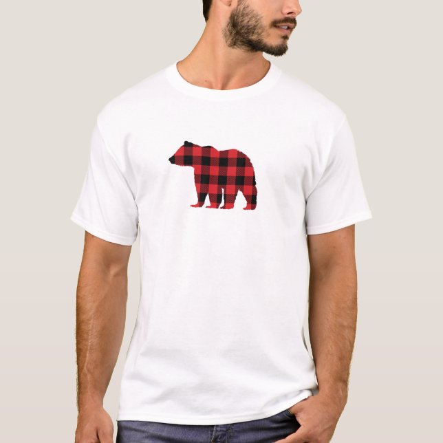 T-shirt Bear Buffalo Check Red Check Motif (Devant)