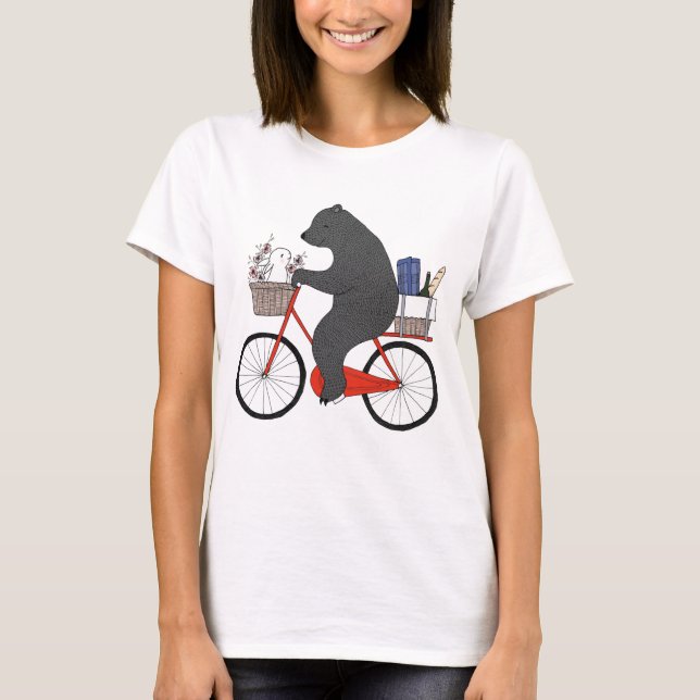T-shirt Bear & Bunny sur Vélo aller pique-niquer amour mig (Devant)