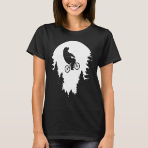 T-shirt Bear Cycling Mountain Moon Bicycle