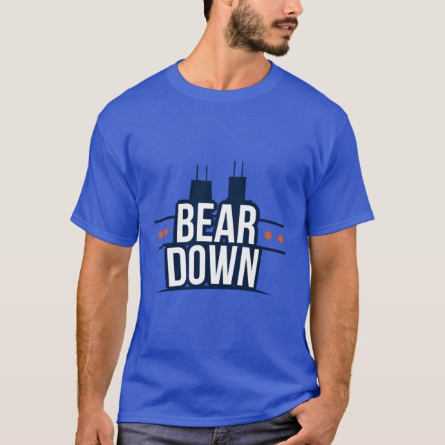 T-shirt Bear Down Navy Orange Logo Wordmark (Devant)