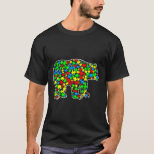 T-shirt Bear Funny Puzzle Animaux Sensibilisation sur l'au