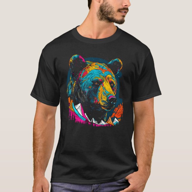 T-shirt Bear Heart Soul Mountain Hiking Camping (Devant)