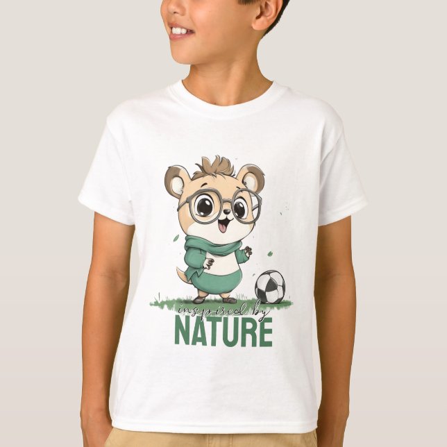 T-shirt Bear mignonne avec balle de football (Devant)