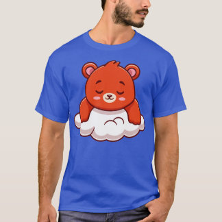 T-shirt Bear Mignonne Dormir Sur Un Dessin Nuageux