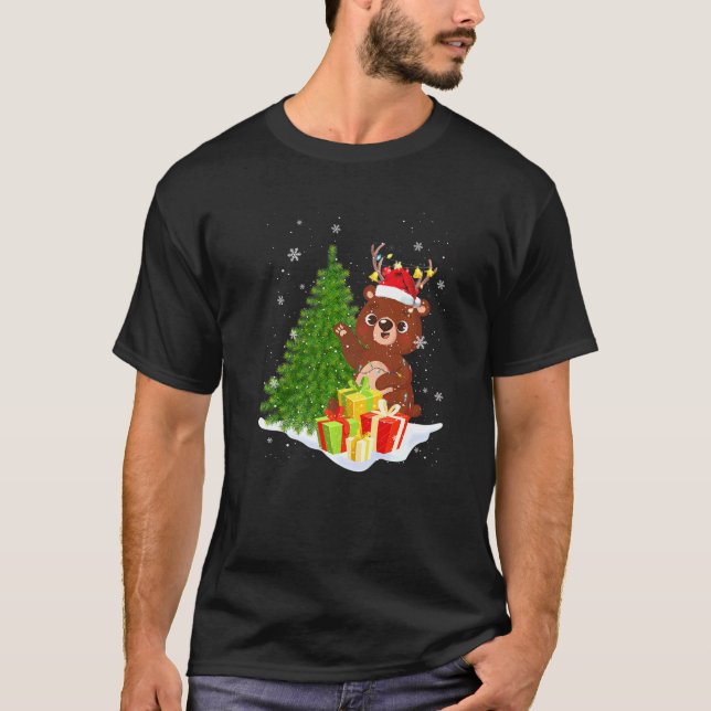 T-shirt Bear Reindeer Père Noël Noel Costume Danse Sur Nei (Devant)