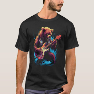 T-shirt Bear Rocker Jouant de la Guitare Rock
