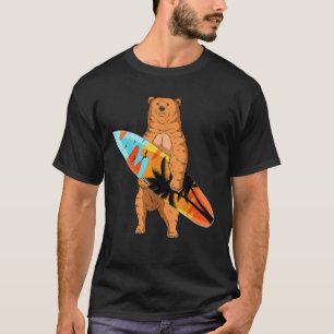 T-shirt Bear Surfer Surfboard Plage Été Vagues Surf Surf