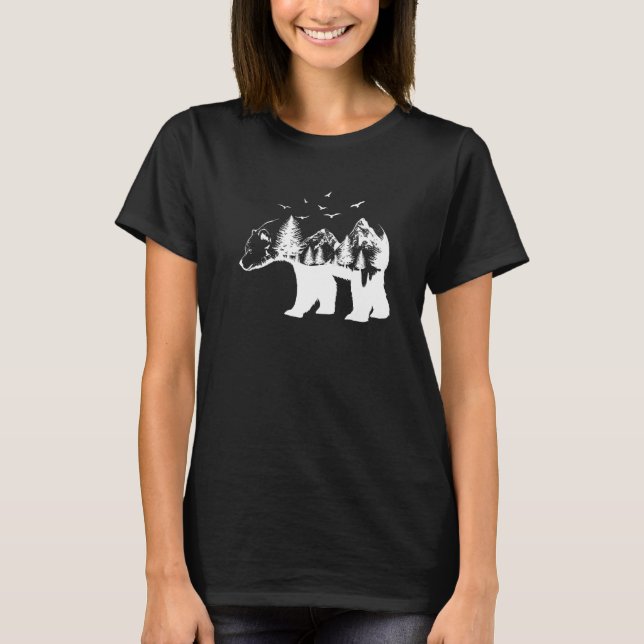 T-shirt Bear wilderness mountains and wild animals (Devant)