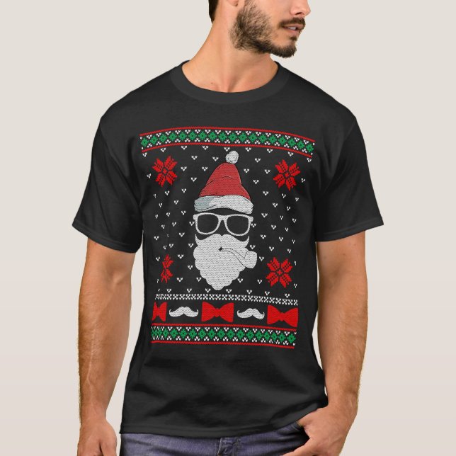 T-shirt Beard Fier Père Noël Hipster Vacances de Noël laid (Devant)