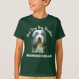 T-shirt Beared Collie aquarelle meilleur chien grand frère