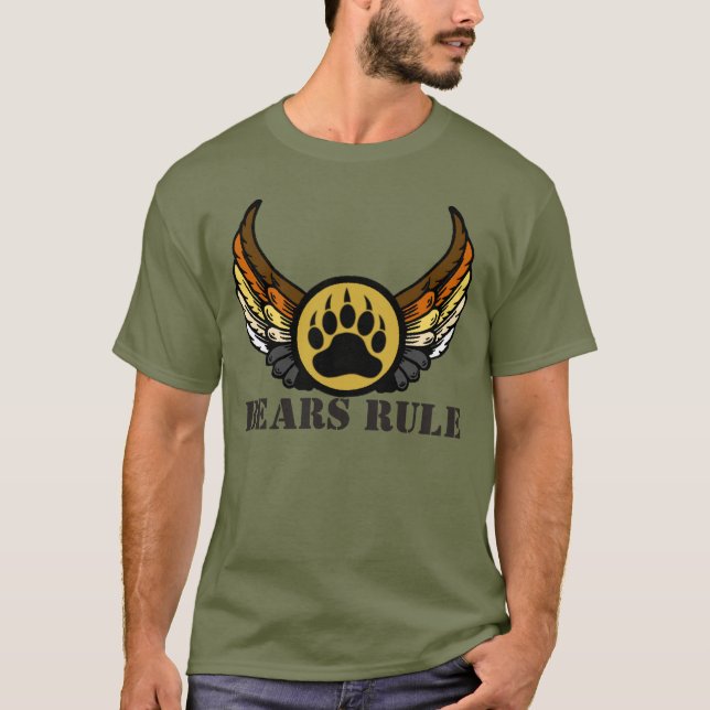 T-shirt Bears Rule Bear Fierté Drapeau Ailes Bear paw (Devant)
