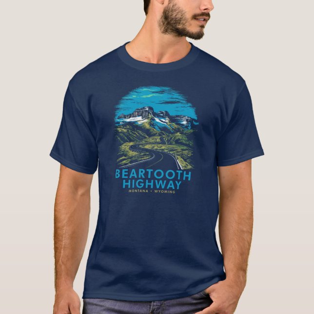 T-shirt Beartooth Highway Montana Wyoming Vista (Devant)