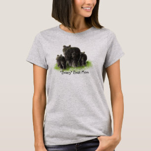 T-shirt Beary Best Maman, Aquarelle Famille d'ours Noir