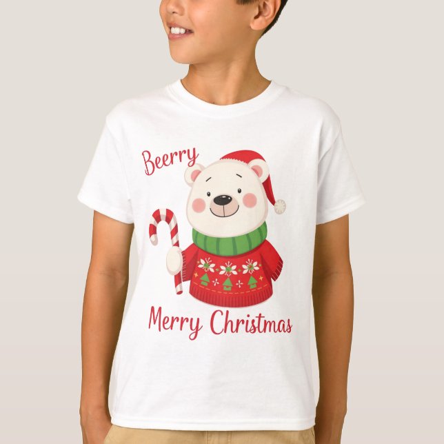 T-shirt Beary Joyeux Ours polaire de Noël (Devant)