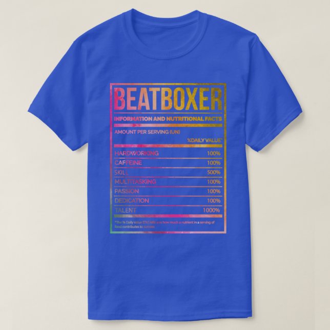 T-shirt Beatboxi Beatboxi, Étiquette De Nutrition, Magnifi (Design devant)