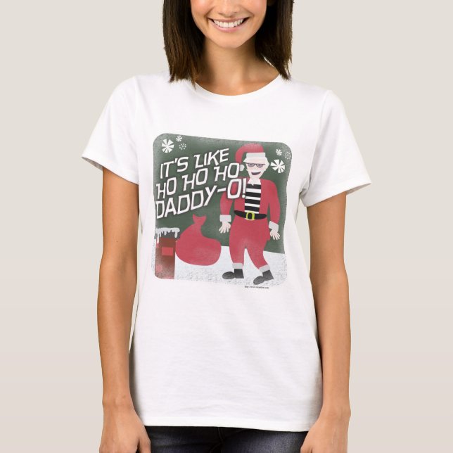 T-shirt Beatnik Père Noël Caractère de Noël Cartoon de Noë (Devant)