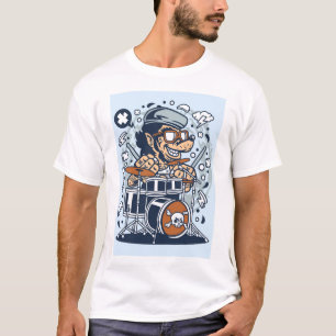 T-shirt Beatnik Wolf on Drums Pop Art