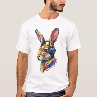 T-shirt Beats & Ears – Lapin Abstrait dans les Vibes