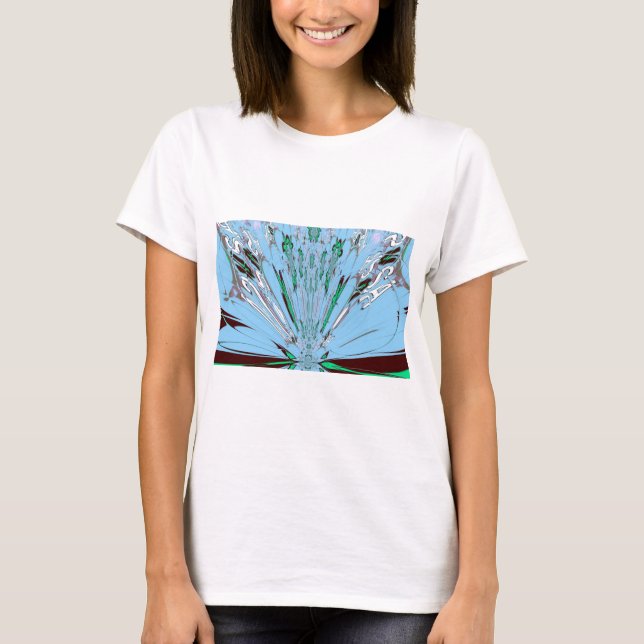 T-shirt Beau Aqua Bleu Extraordinaire Motif Art Floral (Devant)