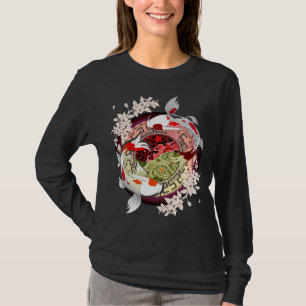 T-shirt Beau Art Japonais Fleur Koi Fish