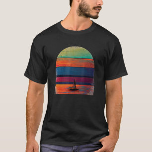 T-shirt Beau Artistic Sailboat Sunset Peinture Retro