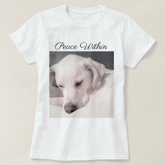 T-shirt Beau Blanc Labrador Mix Chien Paix dans T-S (Design devant)