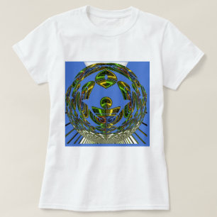 T-shirt Beau bleu africain traditionnel Vecteur ethnique