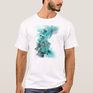 T-shirt Beau bleu gris cool fleurs splatter feuille