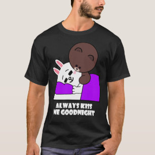 T-shirt Beau Brown Ours Cony Lapin Lapin Bonne nuit Baiser