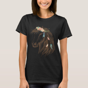 T-shirt Beau Cheval Main Drawn Art Pour Amoureux des anima
