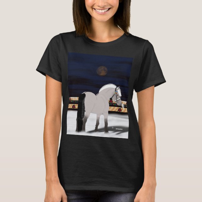 T-shirt Beau cheval norvégien de fjord dans la neige (Devant)