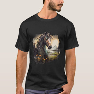 T-shirt beau cheval sauvage Idée Créative Inspiration Gra