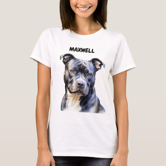 T-SHIRT BEAU CHIEN DE BULL TERRIER BLACK & WHITE (Devant)