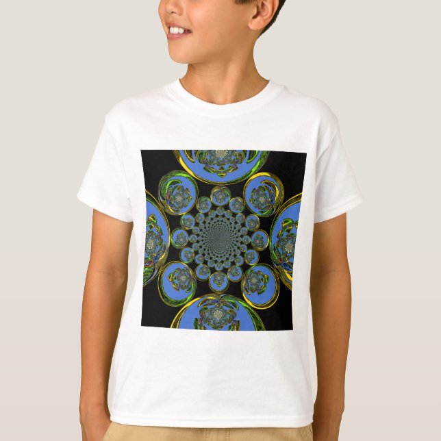 T-shirt Beau cool royal bleu noir kaléidoscope art (Devant)